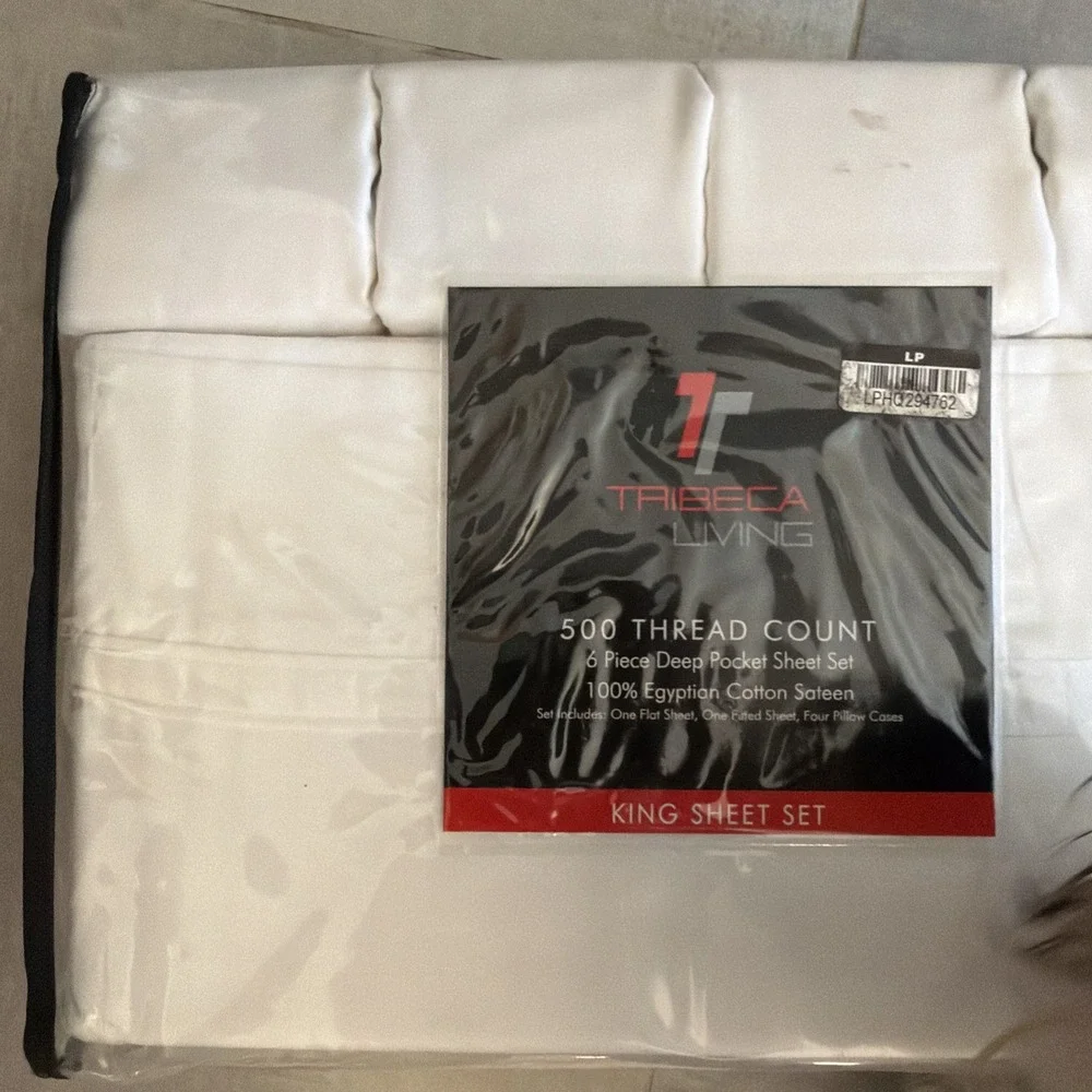 Tribeca Living King Sheet Set 500 Thread Count White